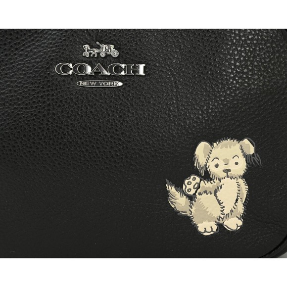 COACH JAMIE Camera Bag w Happy Dog Black Pebbled Leather CC791 NWT $398 - Picture 7 of 12